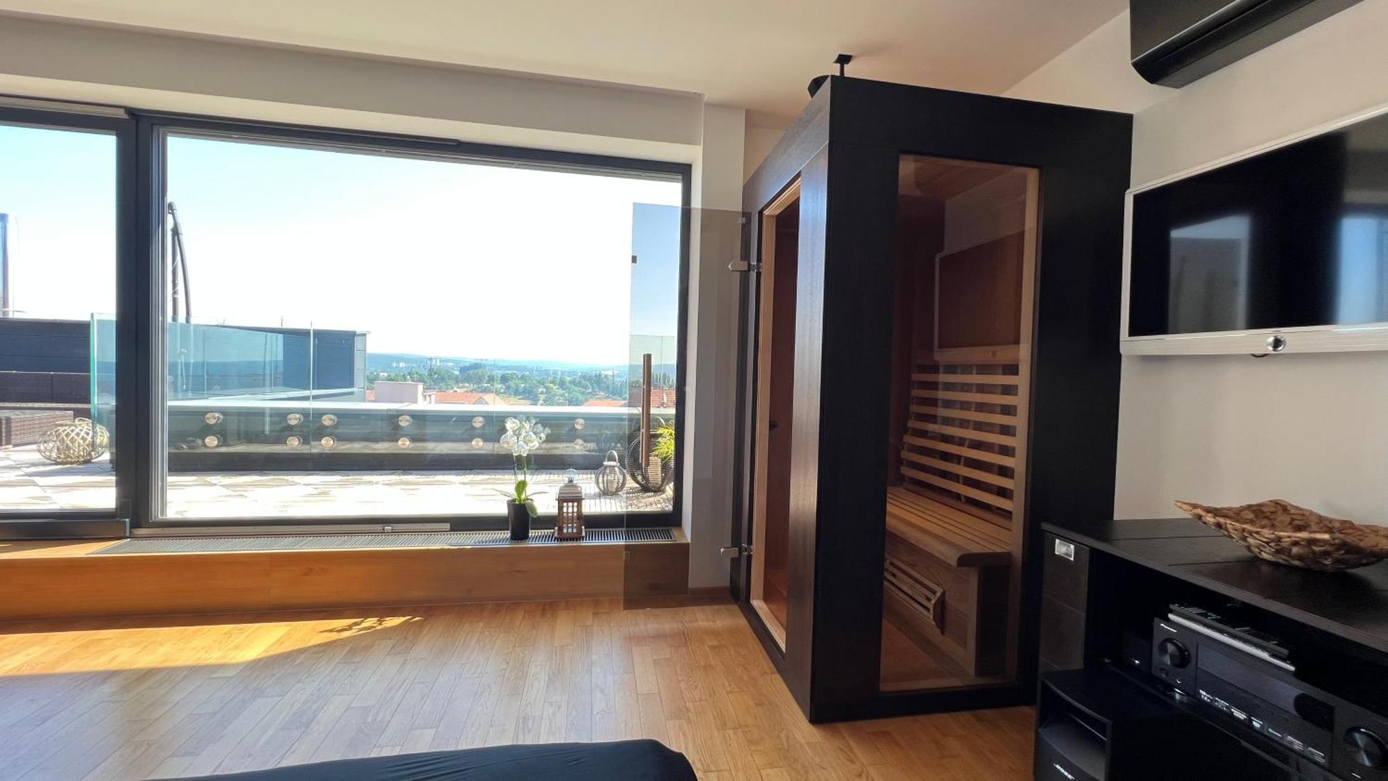 Apartman Se Saunou A Terasou S Vyhledem Na Brno Bagian luar foto
